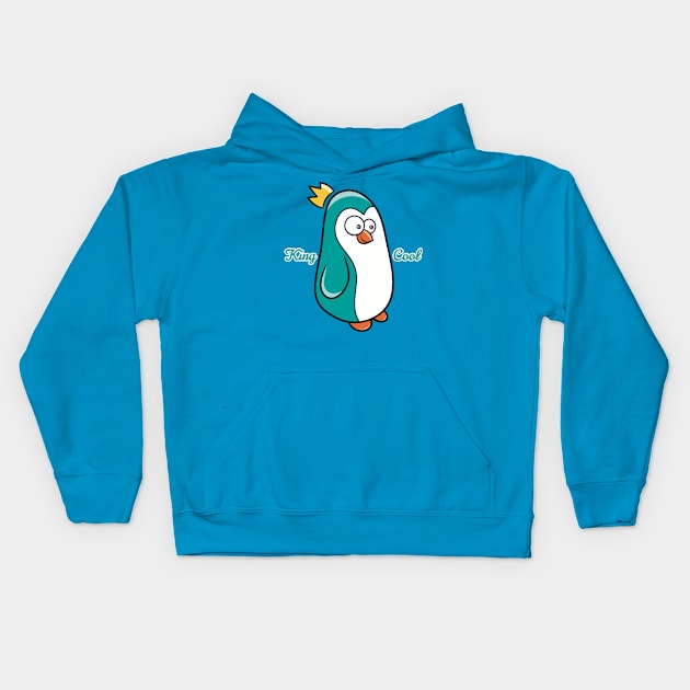 King Cold Penguin Kids Hoodie by RD Doodles